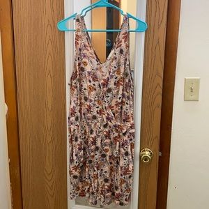 Pink floral tank top romper